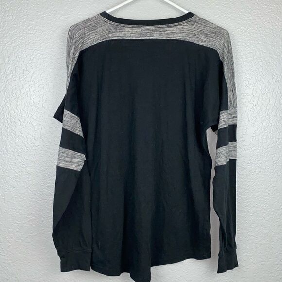 PINK Victoria's Secret Colorblock Long Sleeve Pullover Sweatshirt Black Gray S/P - Picture 2 of 5